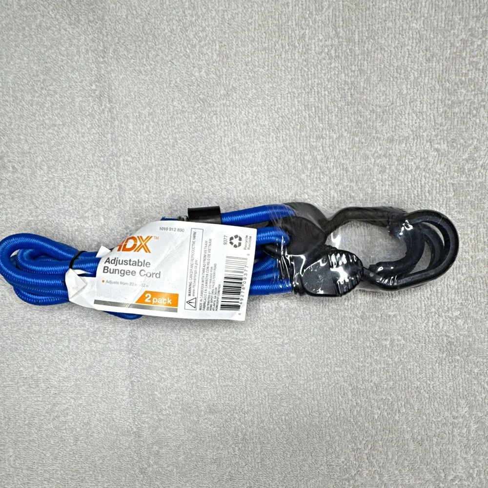 HDX Adjustable Bungee Cords 24 in Blue Plastic Hooks, 2 Pack
